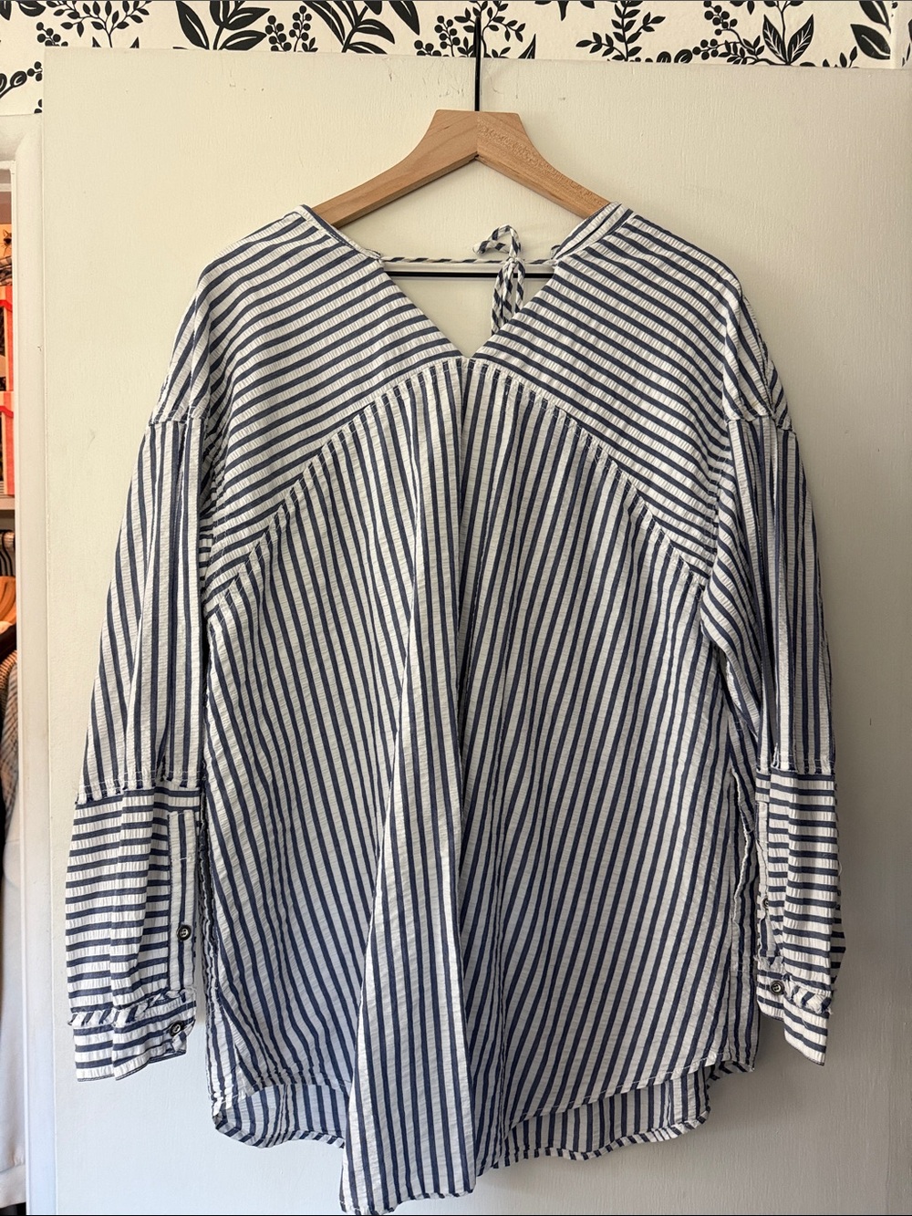 We The Free Navy and White Striped Button-Front Tunic - Picture 3 of 3